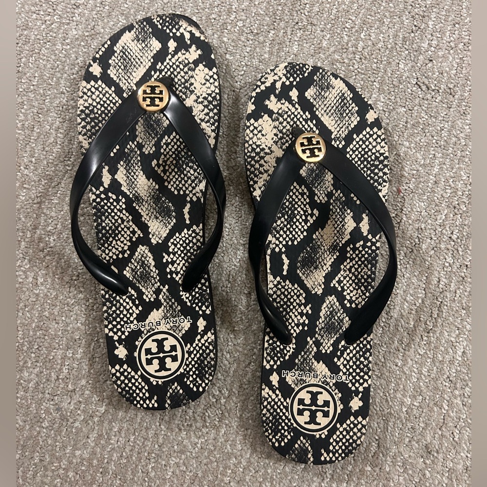 Tory Burch Snakeskin Flip Flops Women 8.5 - Picture 2 of 7